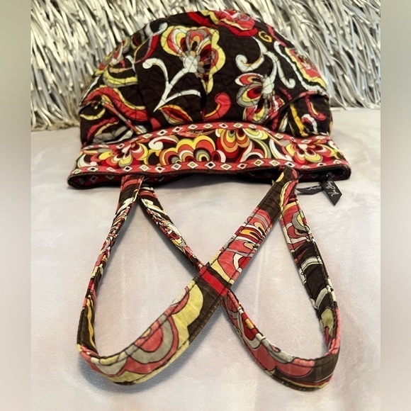 Issues VERA BRADLEY Morgan Shoulder Bag Handles Brown Orange Pink Floral Zipper - Picture 5 of 10